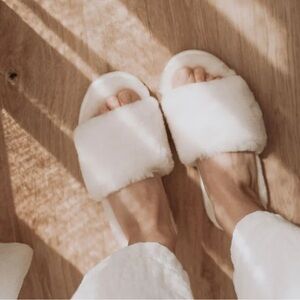 Plush White Slide Slippers